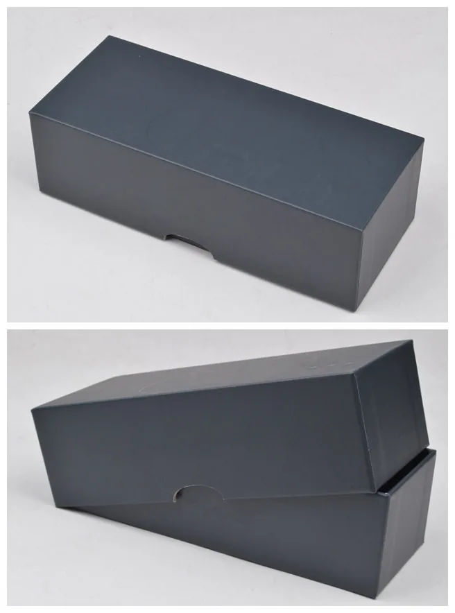 Estuche rectangular negro para gafas, referencia abierta y cerrada