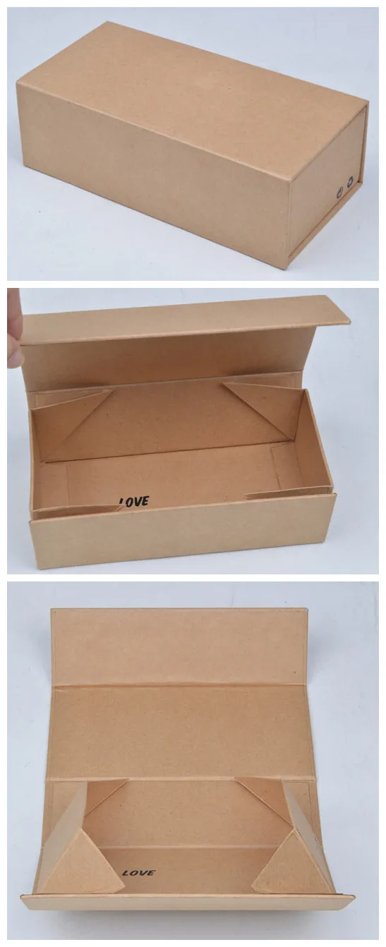 Caja de papel kraft para gafas, referencia abierta y cerrada